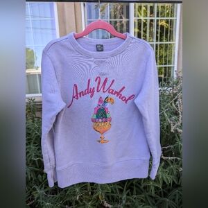 SPRZ NY sweatshirt unisex Andy Warhol purple medium kids small adult